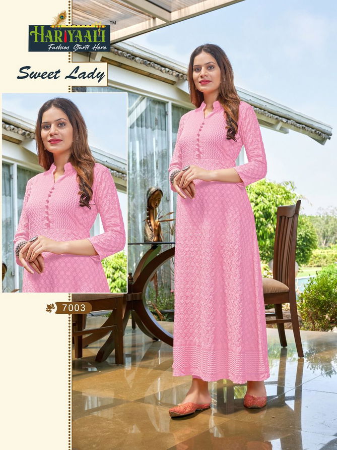 Sweet Lady Heavy Fancy Party Wear Rayon Long Kurti Collection